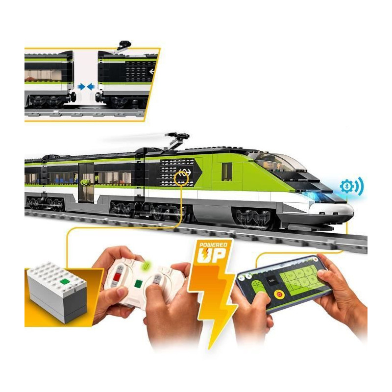 LEGO 60337 City Express Passenger Train, Remote Control Locomotive Toy