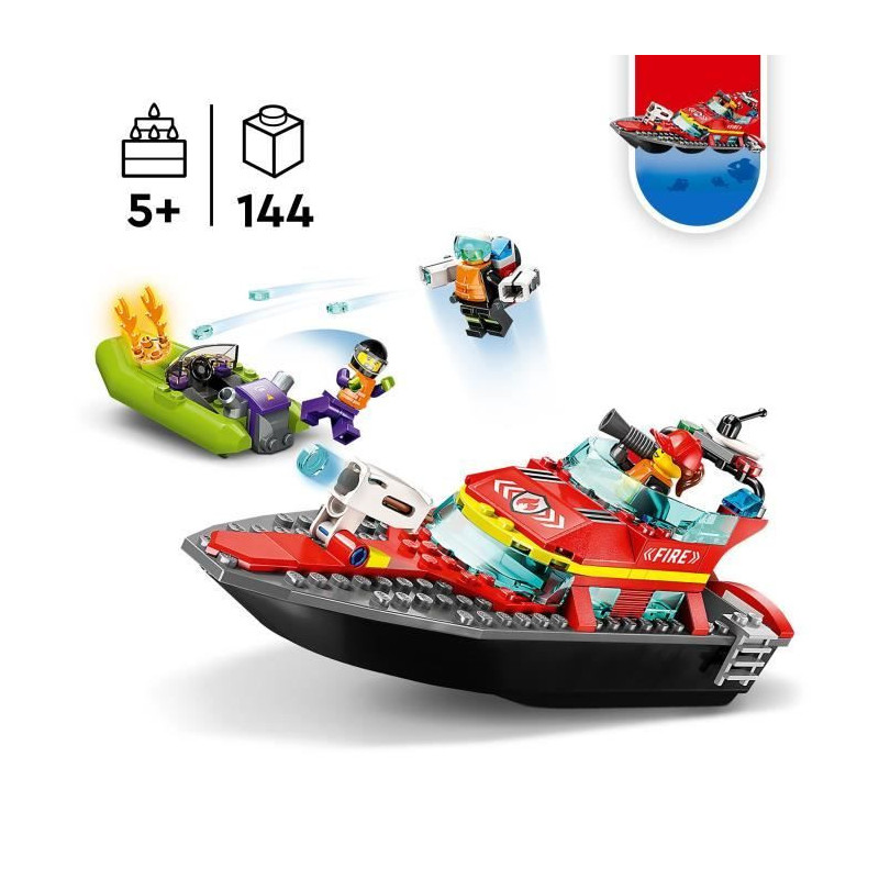 Lego City 60373 The firefighters' rescue boat, floating toy, jetpack a
