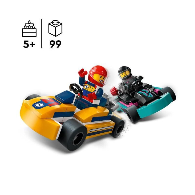 LEGO 60400 City Karts and Racing Drivers, Toy with 2 Karting, with 2 C
