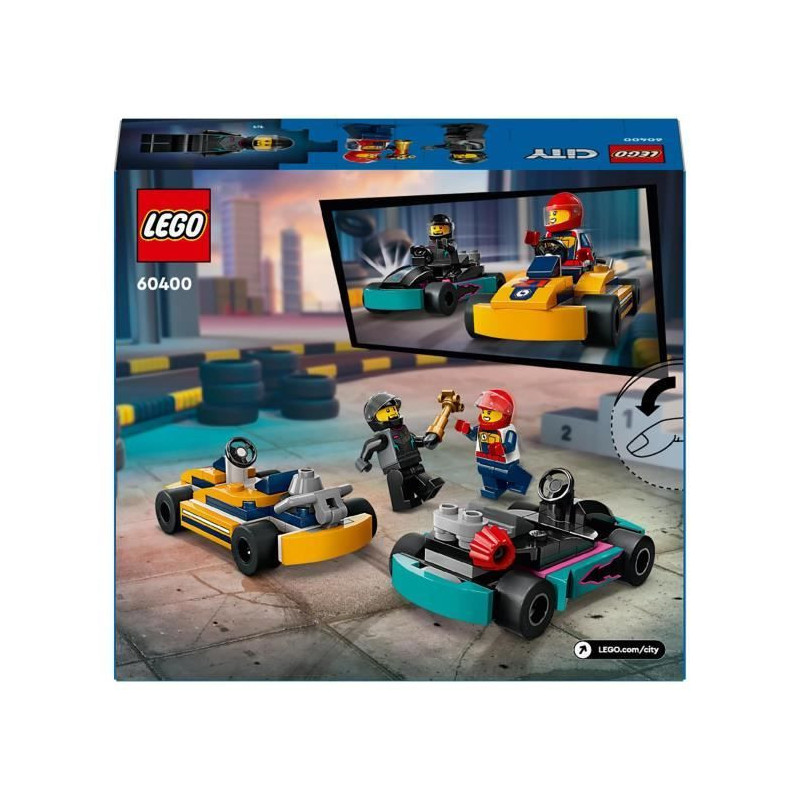 LEGO 60400 City Karts and Racing Drivers, Toy with 2 Karting, with 2 C