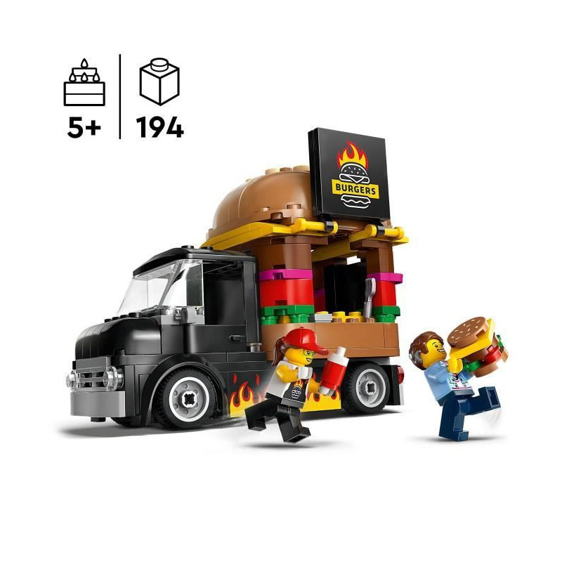 LEGO 60404 City Burgers Food Truck, Van Toy, Imaginative Play with Van
