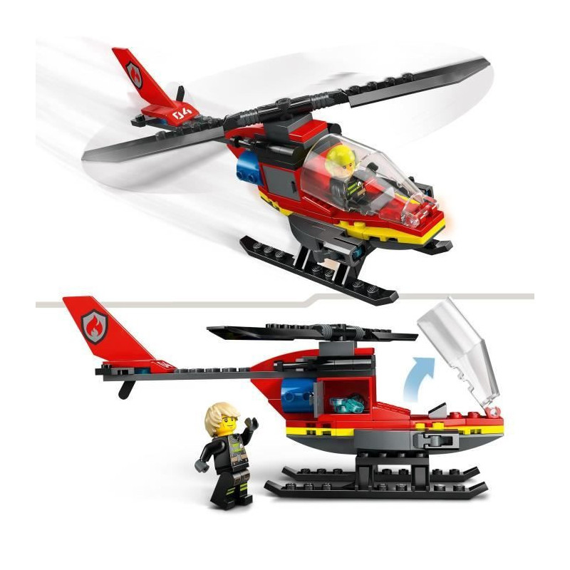 LEGO 60411 City Fire Rescue Helicopter, Toy with Firefighter Pilot Min