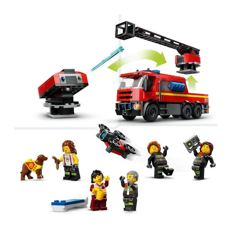 LEGO 60414 City Fire Station and Fire Truck, Dog Figure Toy and 5 Mini