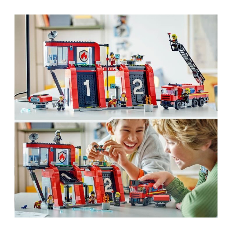 LEGO 60414 City Fire Station and Fire Truck, Dog Figure Toy and 5 Mini