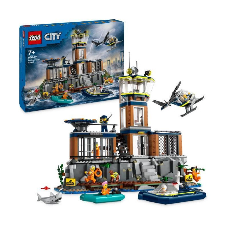 LEGO 60419 City Deep Sea Police Prison, Toy with Helicopter and Boat,