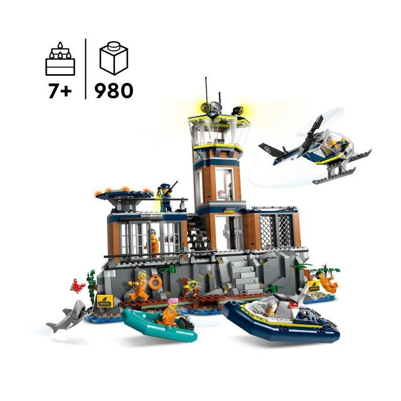 LEGO 60419 City Deep Sea Police Prison, Toy with Helicopter and Boat,
