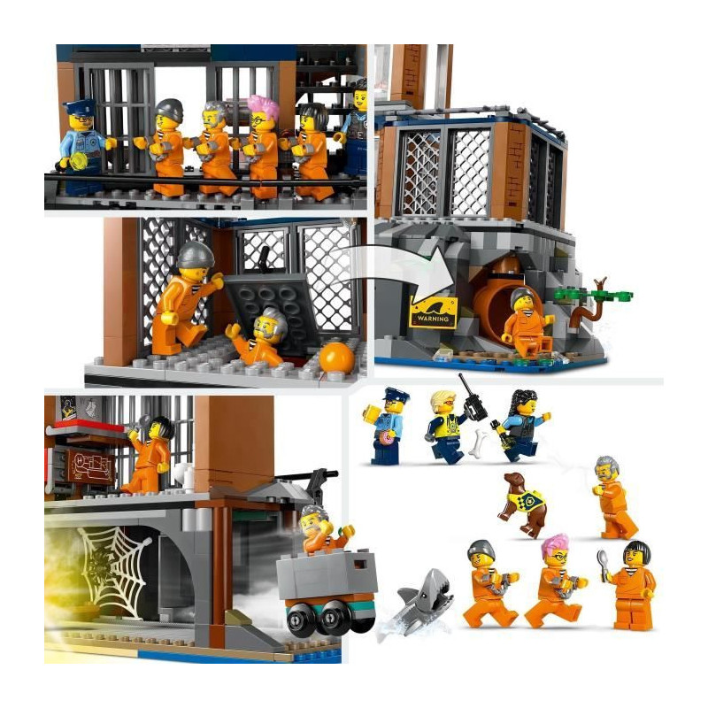 LEGO 60419 City Deep Sea Police Prison, Toy with Helicopter and Boat,