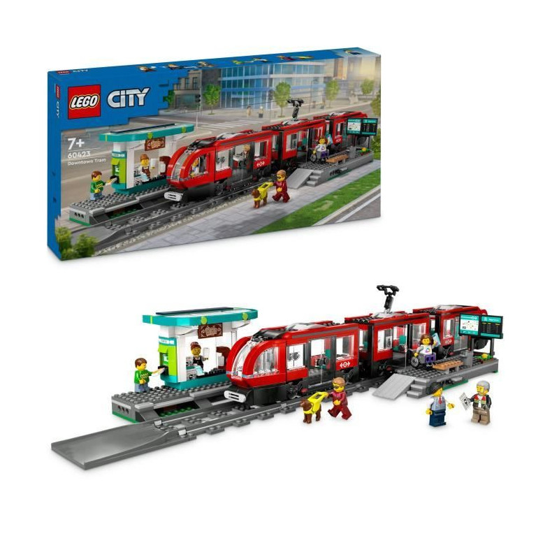 LEGO City 60423 Downtown Tram and Station Vehicle for Kids Ages 7 and