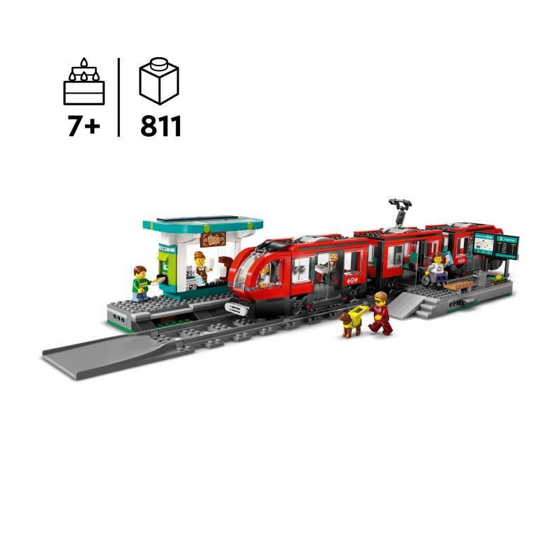 LEGO City 60423 Downtown Tram and Station Vehicle for Kids Ages 7 and
