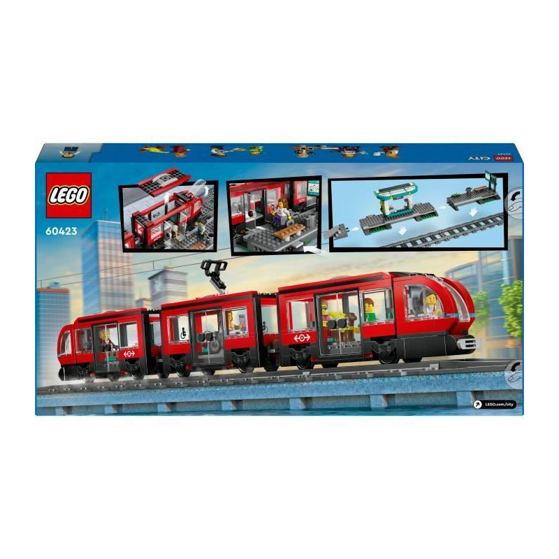 LEGO City 60423 Downtown Tram and Station Vehicle for Kids Ages 7 and