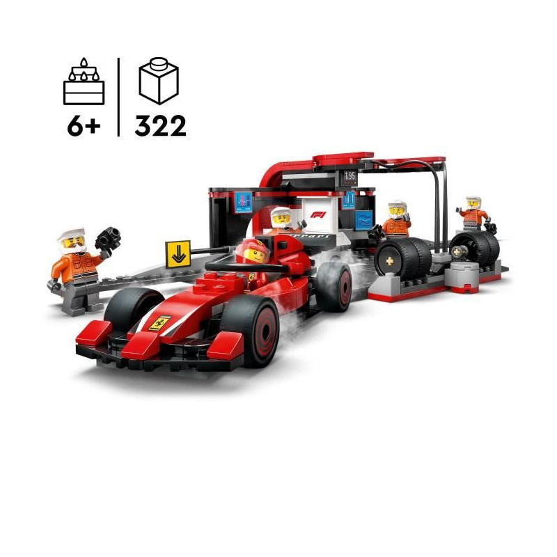 LEGO City 60443 F1 Pit Stop with Ferrari Car - Toy for Boys Ages 6 and
