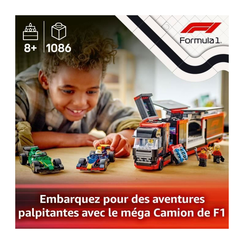 LEGO City 60445 F1 Truck with RB20 and AMR24 F1 Cars - Game for Boys A