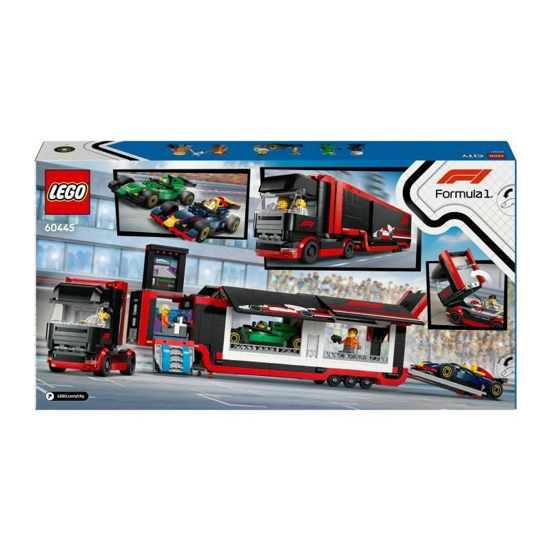 LEGO City 60445 F1 Truck with RB20 and AMR24 F1 Cars - Game for Boys A