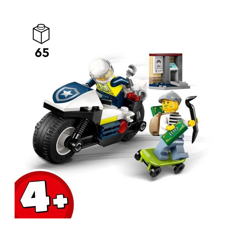 LEGO City 60455 Police Motorcycle Chase - Building Set for Ages 4 and