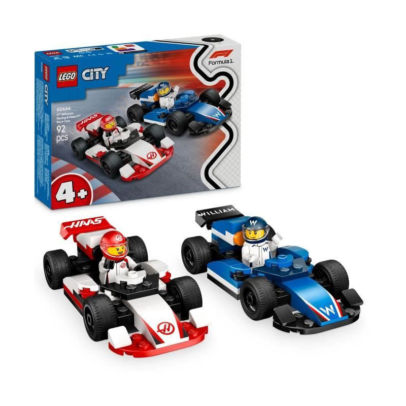 LEGO City 60464 Williams Racing and Haas F1 Racing Cars - Toy for 4 ye