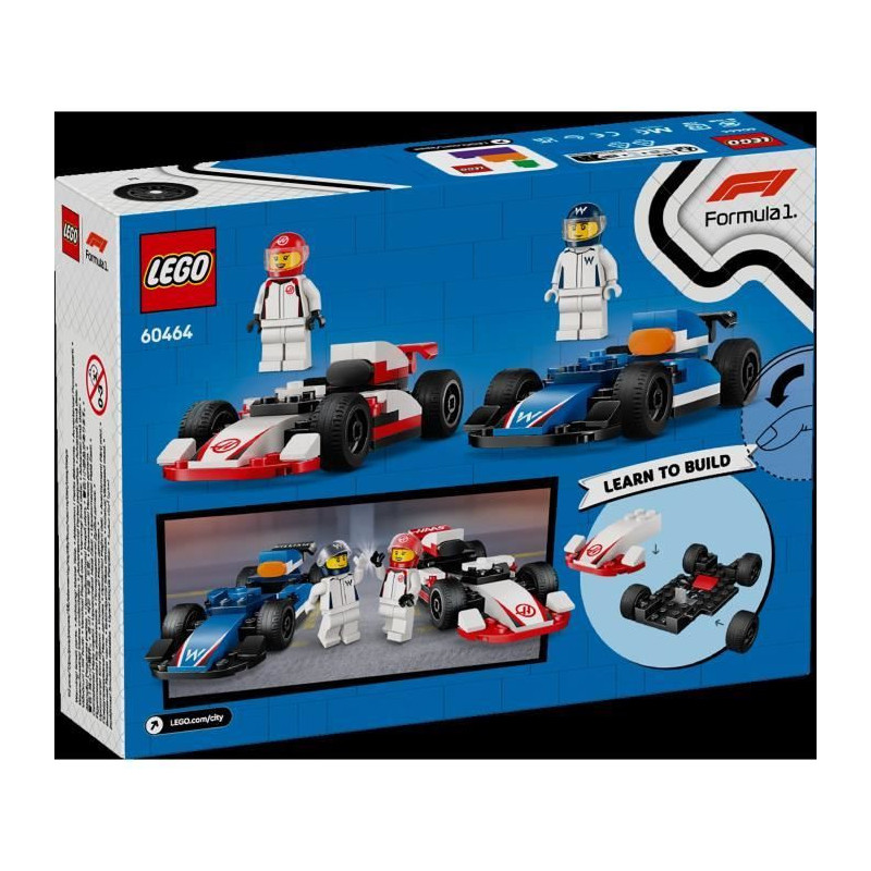 LEGO City 60464 Williams Racing and Haas F1 Racing Cars - Toy for 4 ye