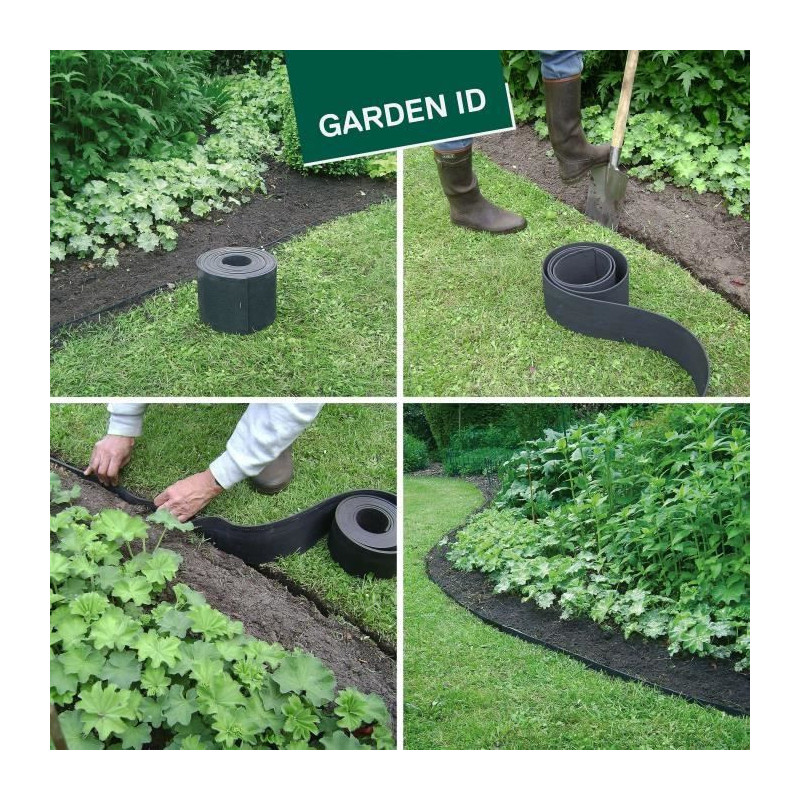 Recycled rubber garden edging - GARDEN ID Eco Border - 5 m H20 cm - In