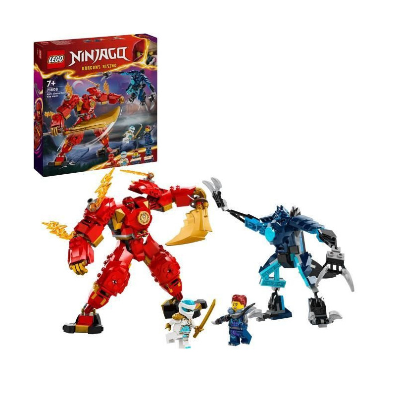 LEGO 71808 NINJAGO Kai's Fire Elemental Robot, Ninja Toy with Customiz
