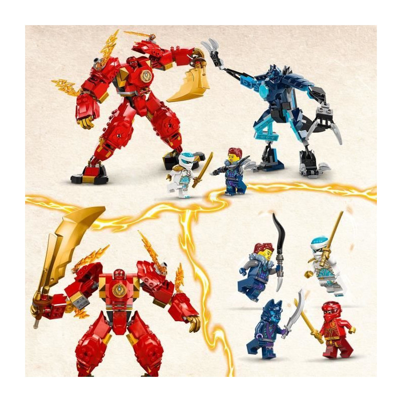 LEGO 71808 NINJAGO Kai's Fire Elemental Robot, Ninja Toy with Customiz