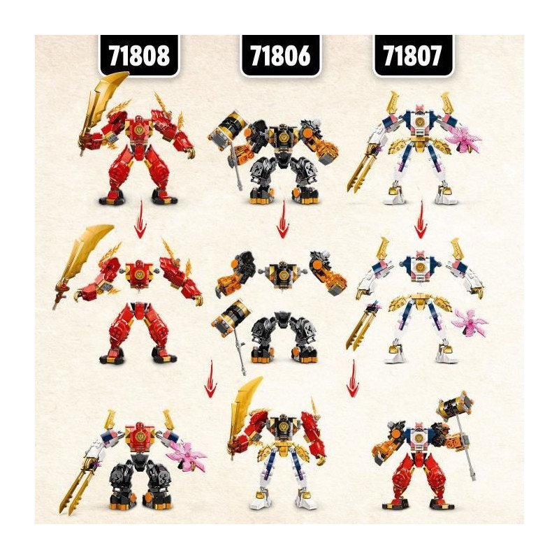 LEGO 71808 NINJAGO Kai's Fire Elemental Robot, Ninja Toy with Customiz