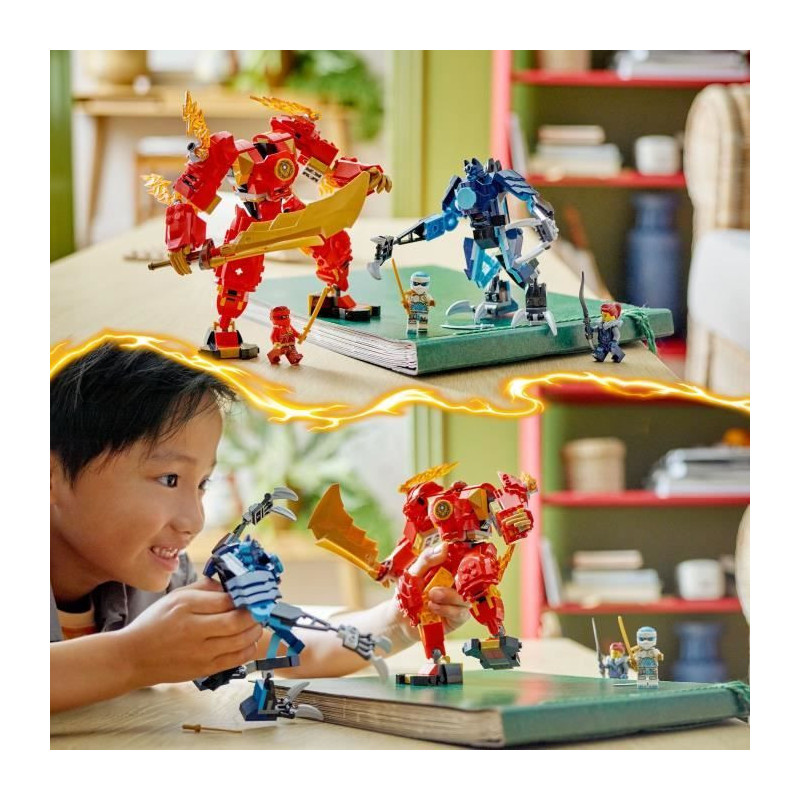 LEGO 71808 NINJAGO Kai's Fire Elemental Robot, Ninja Toy with Customiz