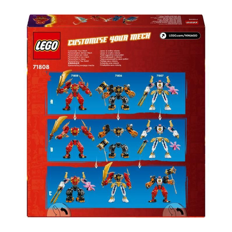 LEGO 71808 NINJAGO Kai's Fire Elemental Robot, Ninja Toy with Customiz