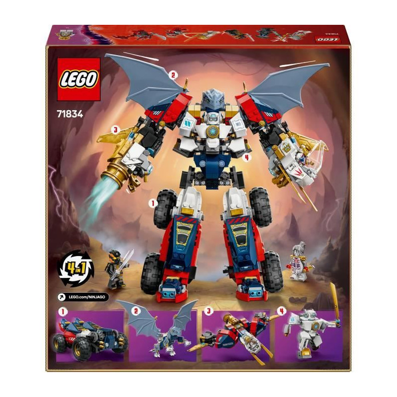 LEGO NINJAGO 71834 Zane's Ultra Combo Mech - 4-in-1 Building Toy for A
