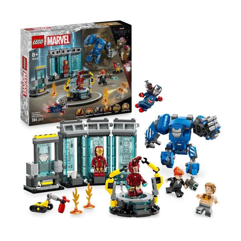 LEGO Marvel 76315 Iron Man Laboratory: Hall of Armor - Toy for Boys, 8
