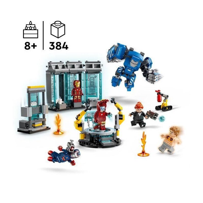 LEGO Marvel 76315 Iron Man Laboratory: Hall of Armor - Toy for Boys, 8