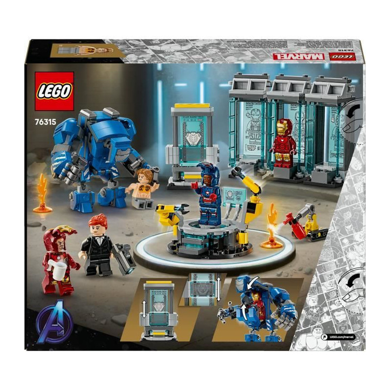 LEGO Marvel 76315 Iron Man Laboratory: Hall of Armor - Toy for Boys, 8