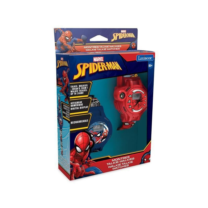 2 in 1 Walkie-Talkie SpiderMan 200m Watch - LEXIBOOK - Red - For Child