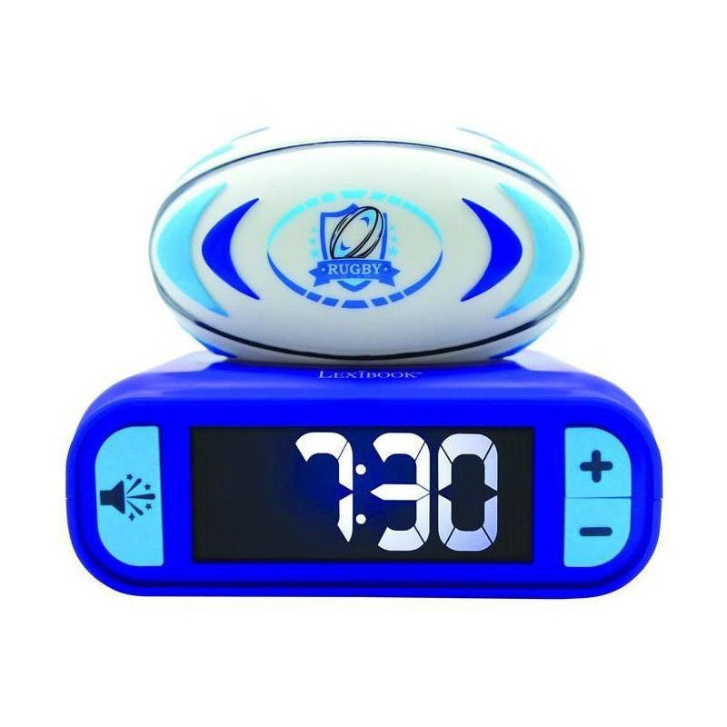 Digital alarm clock with 3D rugby ball night light and sound effects