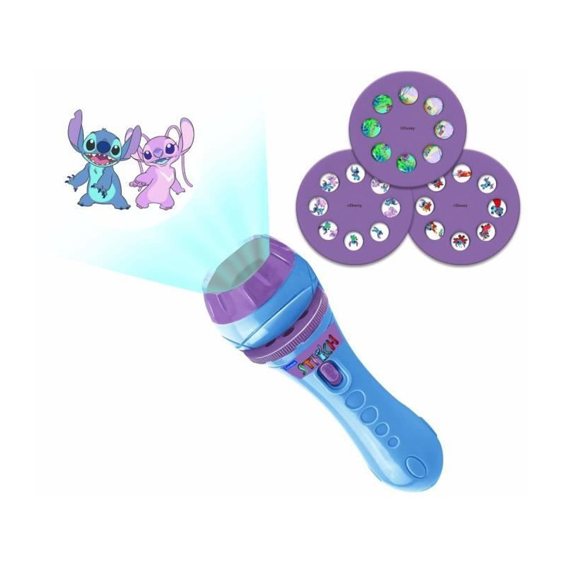 LEXIBOOK - 2 in 1 story projector and Disney Stitch flashlight (3 disc