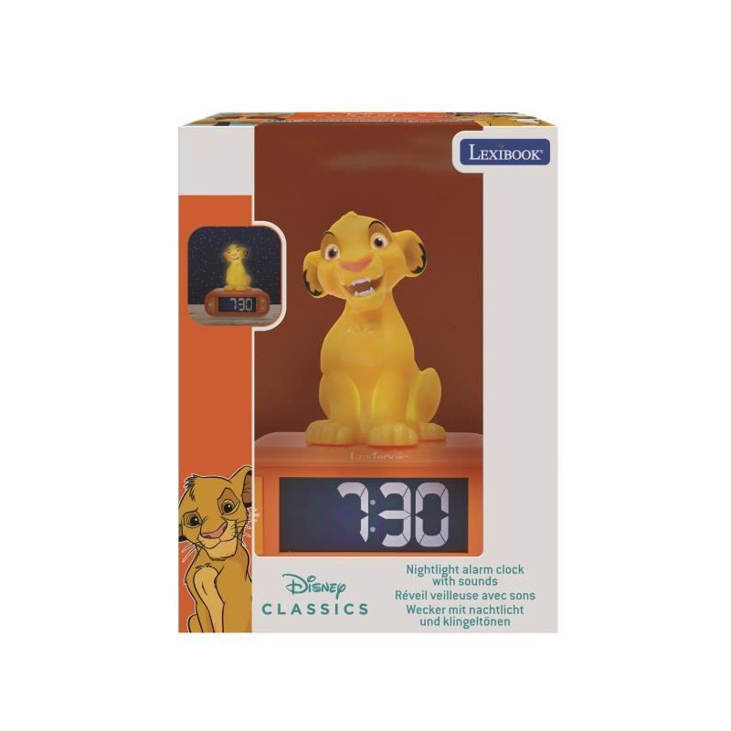 Simba digital alarm clock with night light and sound effects