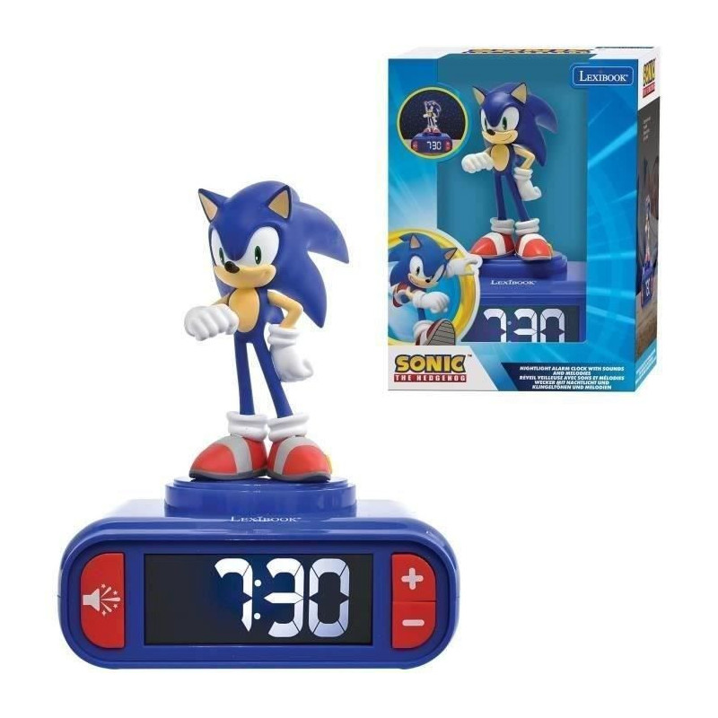 Digital alarm clock with Sonic night light and sound effects