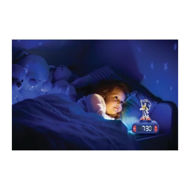 Digital alarm clock with Sonic night light and sound effects