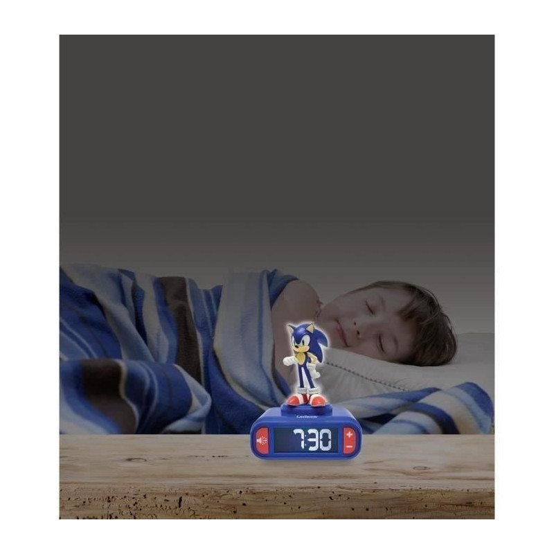 Digital alarm clock with Sonic night light and sound effects