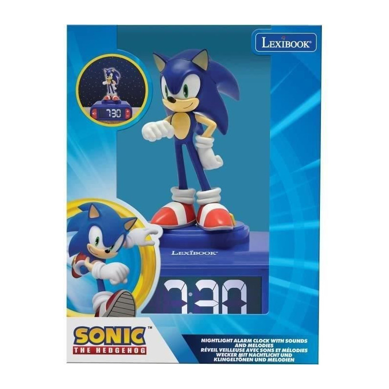 Digital alarm clock with Sonic night light and sound effects