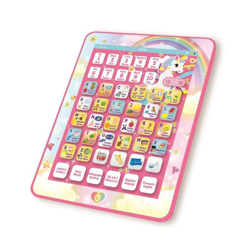 LEXIBOOK - Educational & Bilingual Unicorn Tablet - French, English -