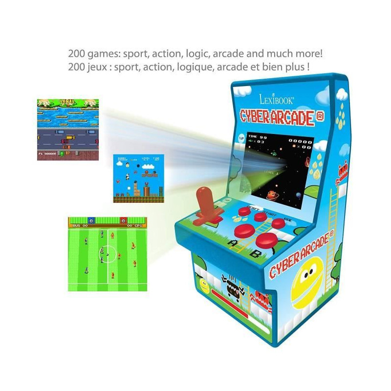 LEXIBOOK - Cyber Arcade Console, 200 Games, LCD Color Screen 2.8