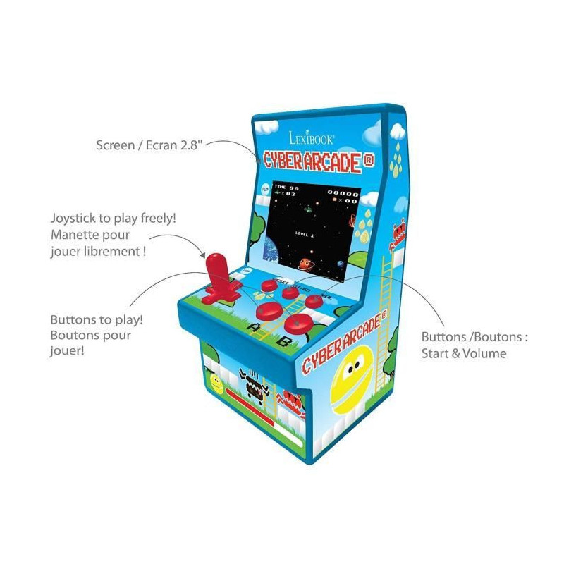 LEXIBOOK - Cyber Arcade Console, 200 Games, LCD Color Screen 2.8