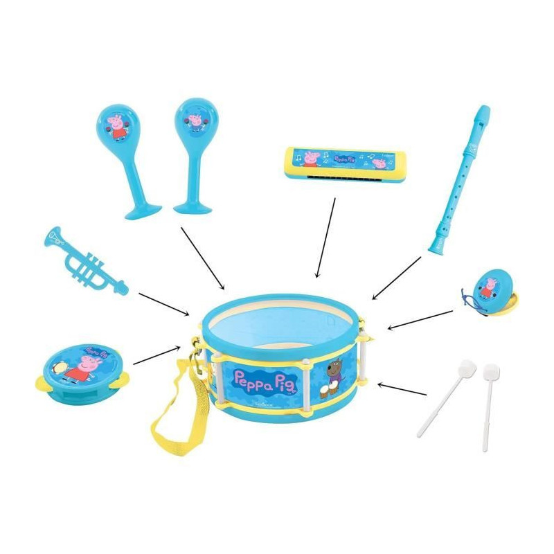 Lexibook - Peppa Pig Musical Set - 7 instruments - Storage in the drum