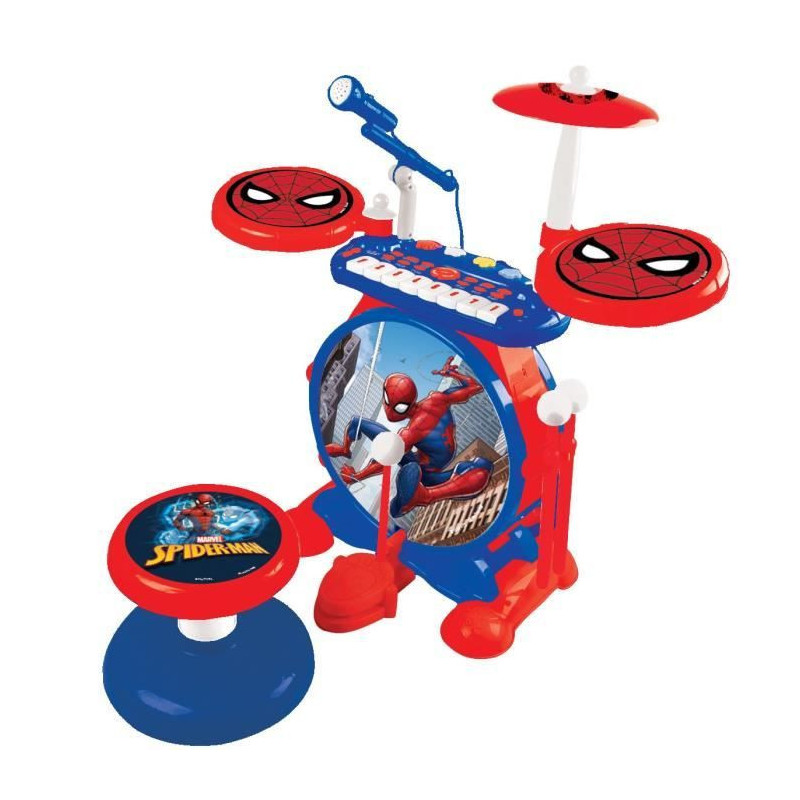 SPIDER-MAN Complete Electronic Light Drum Kit with keyboard, cymbals a