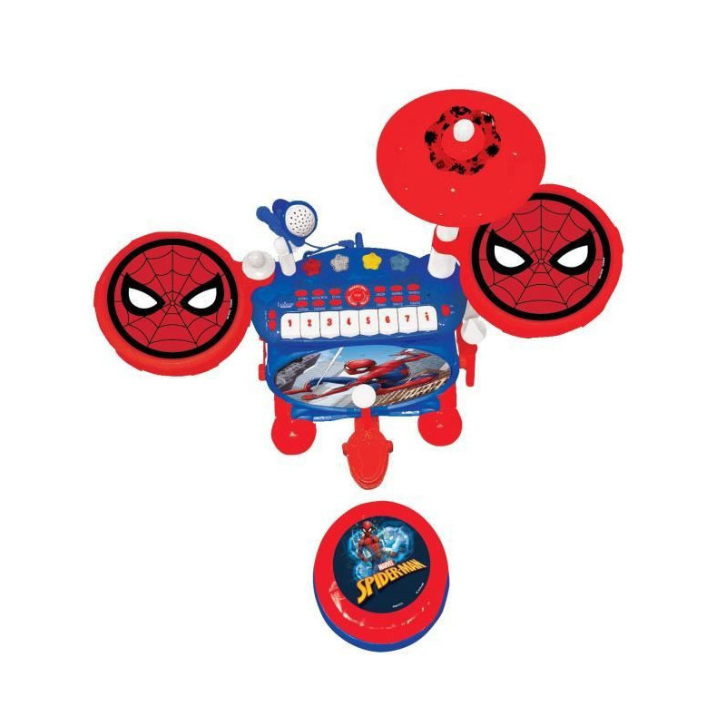 SPIDER-MAN Complete Electronic Light Drum Kit with keyboard, cymbals a