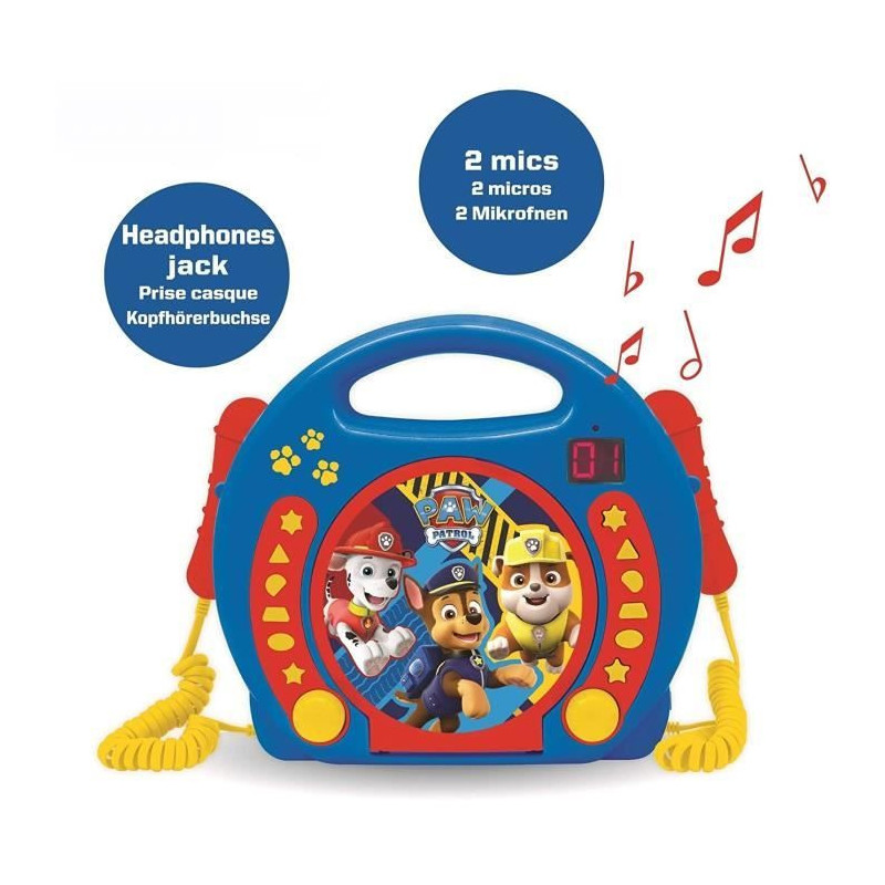 LEXIBOOK - PAT 'PATROUILLE - CD Player Kid Karaoke with 2 microphones