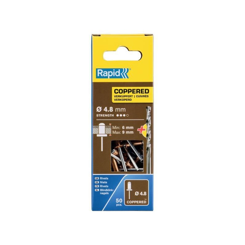 Rivets - Rapid - 5001467 - Aluminum - Copper - Ø 4.8x12 mm (50 pcs)
