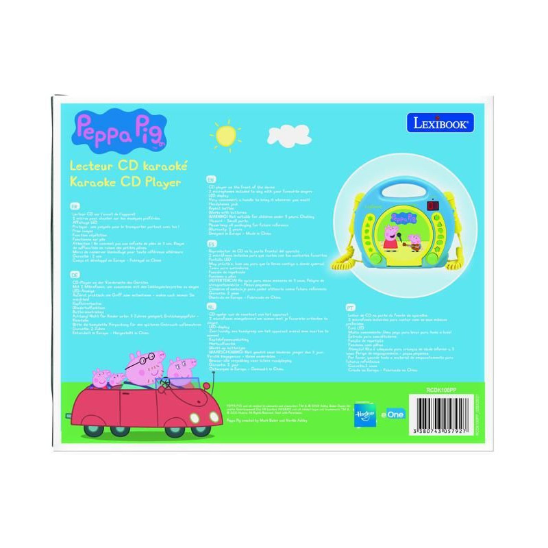 LEXIBOOK - PEPPA PIG - Children's Karaoke CD Player with 2 microphones
