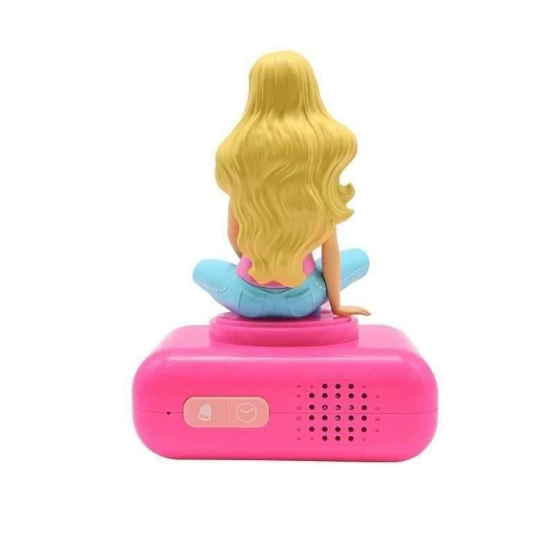 Digital alarm clock with bright night light, 3D Barbie, and sound effe