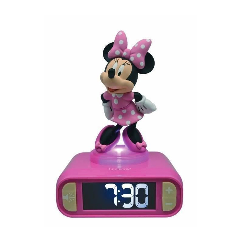 Digital alarm clock with 3D Minnie night light and sound effects