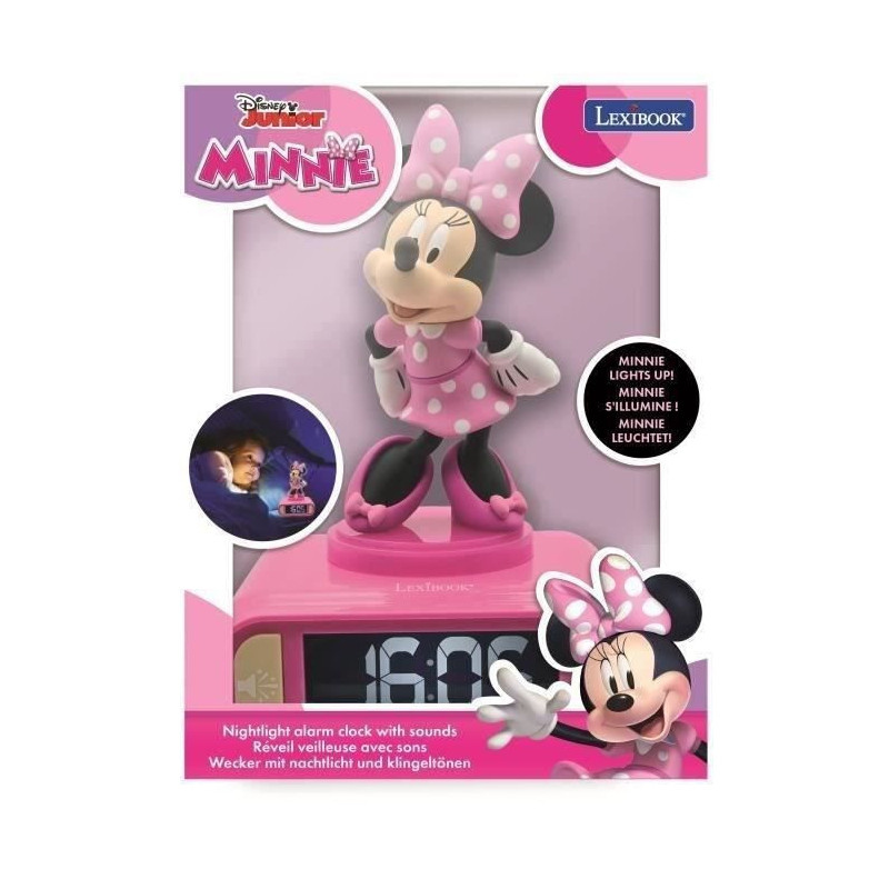 Digital alarm clock with 3D Minnie night light and sound effects